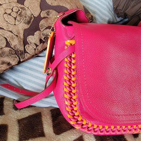 Coach Neon Dakota Crossbody Flap Purse with Whipstitch Chain Detail - Picture 2 of 14